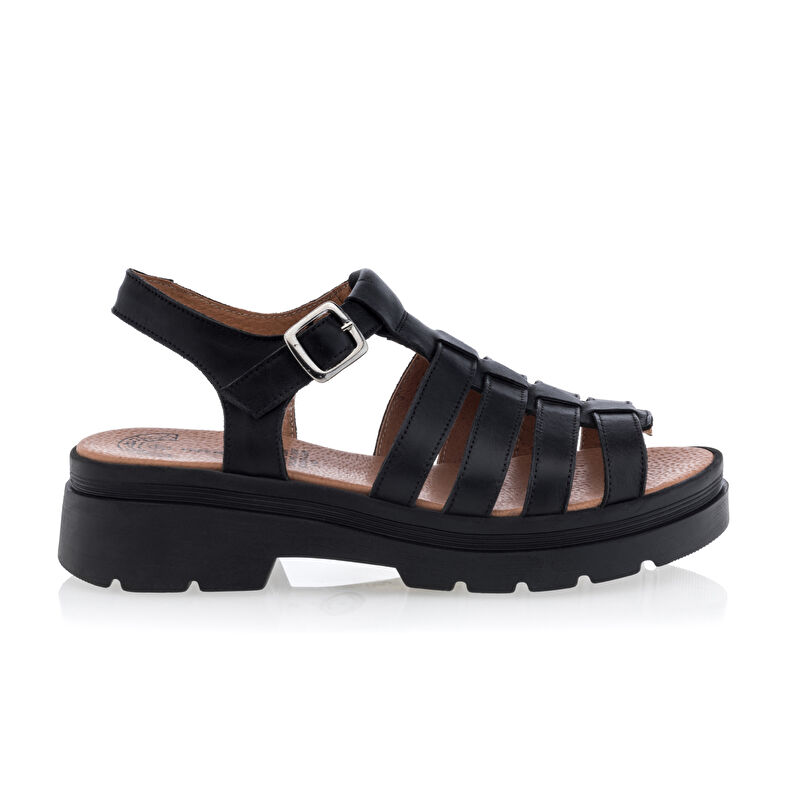 Svarte sandaler / sko med åpen tå til dame