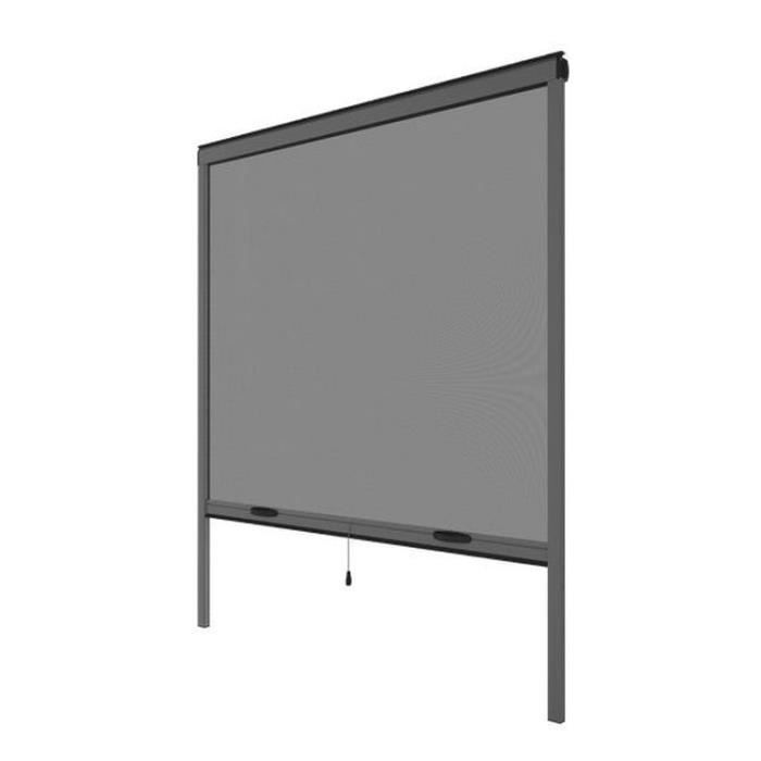 Mosquiteiro para janela, 125 x 145 cm, em alumínio cinza antracite - Pode ser cortado à medida em largura e altura.