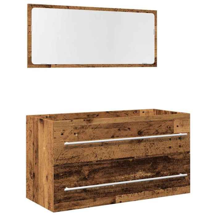 vidaXL 2-delige badkamermeubelset van bewerkt hout, badkamerkast, badkamermeubel met wastafel en wastafelmeubel 856388
