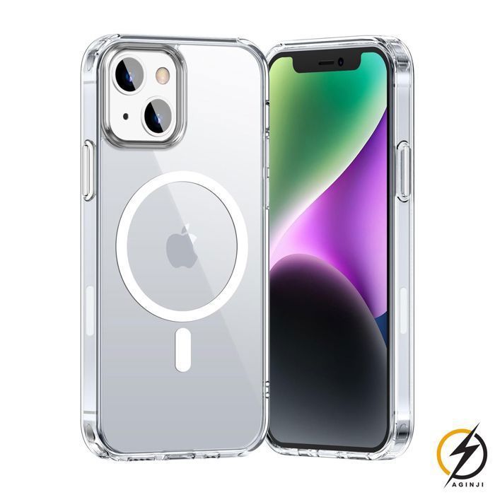 Capa para iPhone 14 - Silicone transparente com círculo magnético integrado | Loja Aginji® França