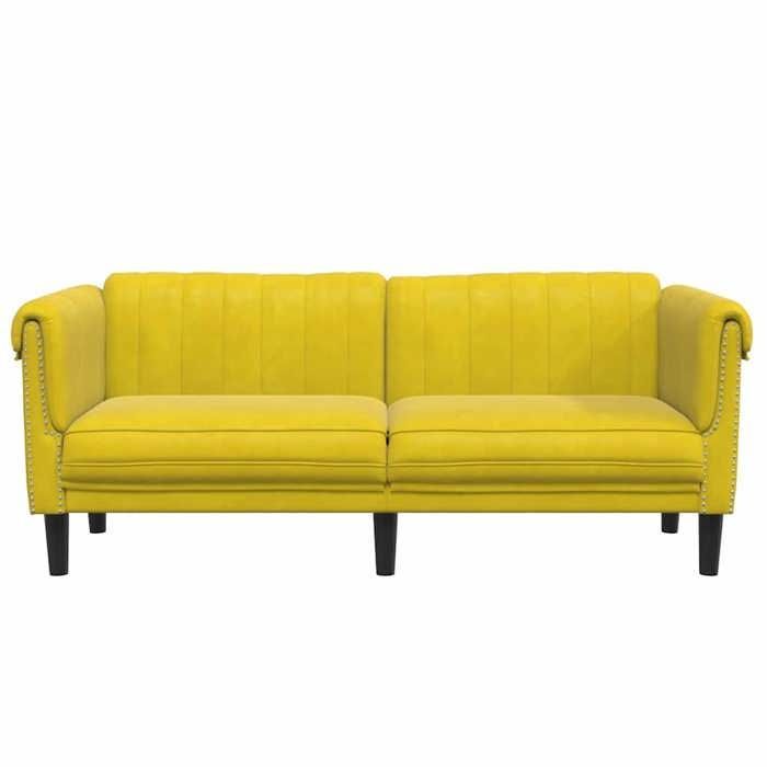 Canapé rembourré 2 places - VIDAXL - Jaune velours - 182x77x74 cm - Moelleux - Contemporain - Fixe - Accoudoirs