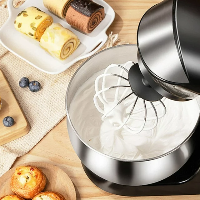 HKEEY Küchenmaschine, 5,5-Liter-Edelstahlschüssel, Küchenmixer, elektrischer Küchenmixer mit Knethaken, Schneebesen und Rührbesen