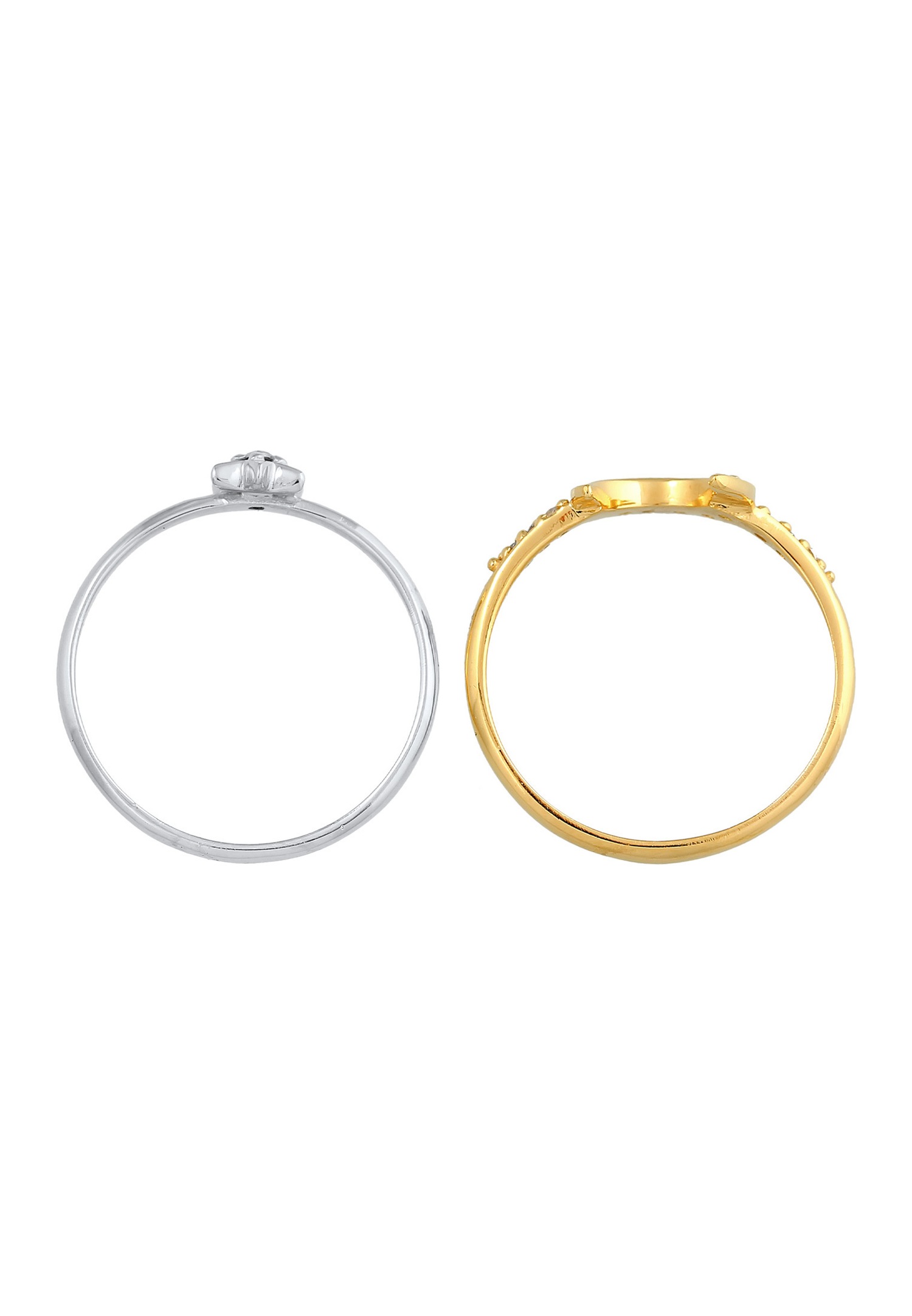 Elli Ensemble de bagues superposées pour femmes - Étoile Lune Astro Trend avec cristaux de zirconium en argent sterling 925