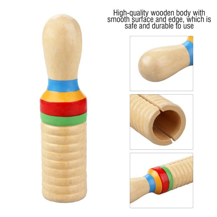 Musical Instrument - DILWE - Crow's Guiro - Solid Wood - Yellow - For children aged 3 to 6 years