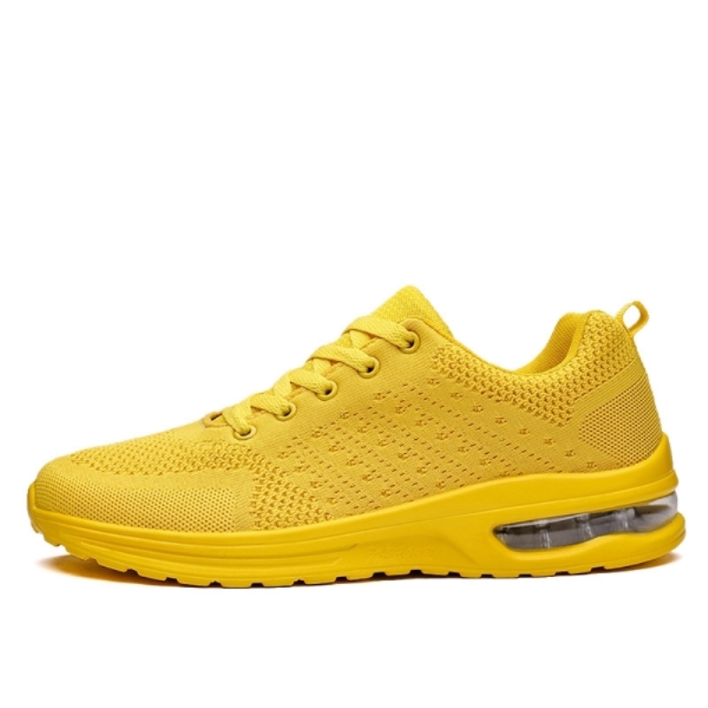 Scarpe da uomo gialle con ammortizzazione ad aria, scarpe da corsa per coppie con assorbimento degli urti, sneakers traspiranti in mesh
