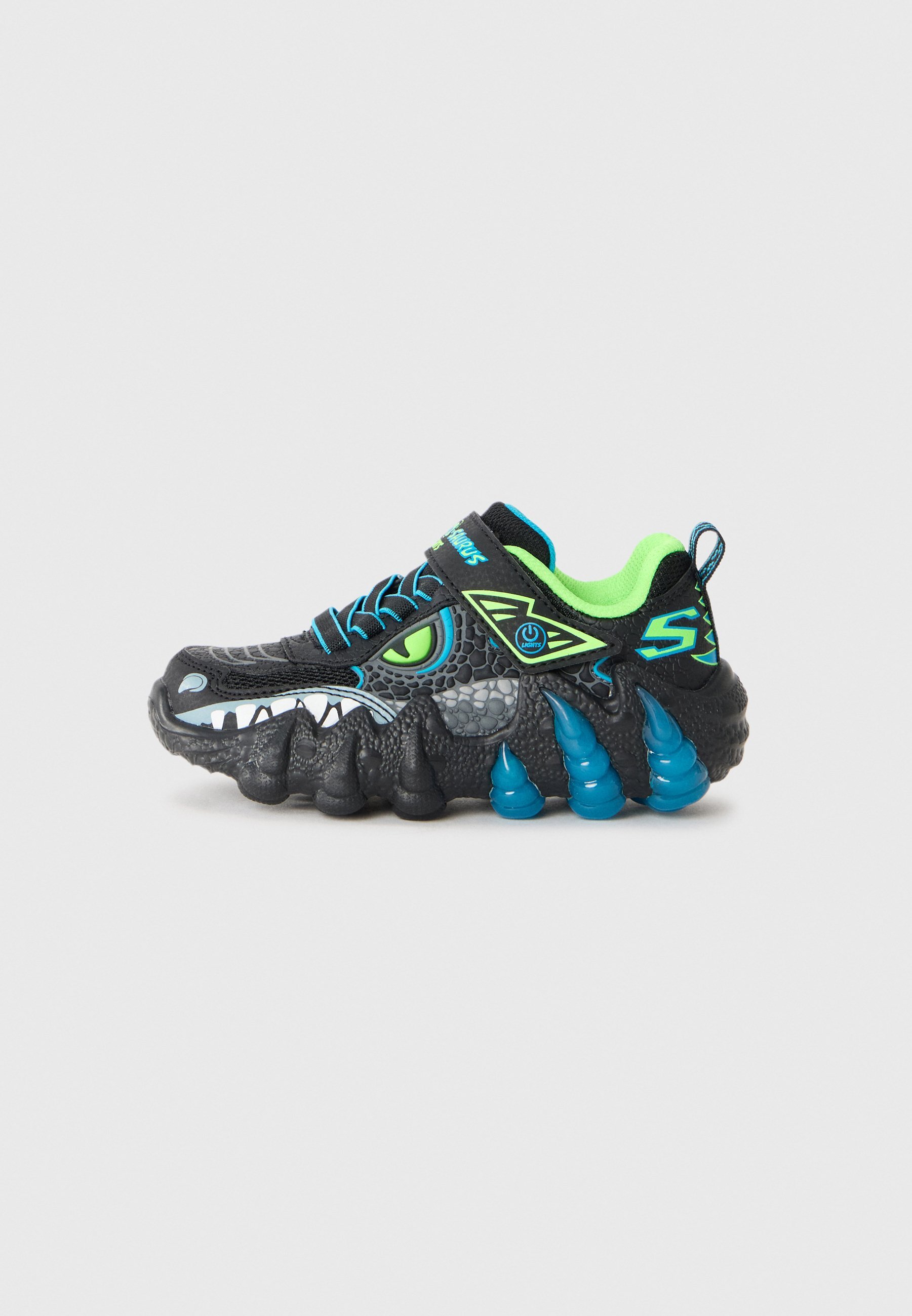 Skechers SAURUS LIGHTS - Sneakers - zwart/blauw/limoengroen