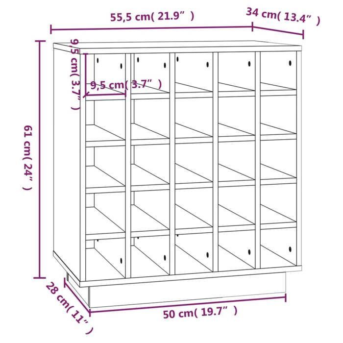 Botellero/Estante para vinos negro - CLARENCE - Negro 55,5x34x61 cm Madera maciza de pino LV1155
