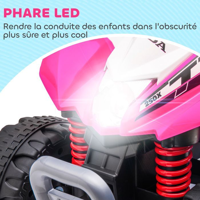 Quad elettrico per bambini - AIYAPLAY - 6V, velocità 2,8 km/h - fari a LED, clacson - manubrio e sella ergonomici, rosa