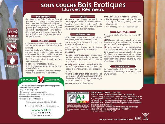 Sous-couche bois exotiques,durs et résineux,Blanc 0,5L