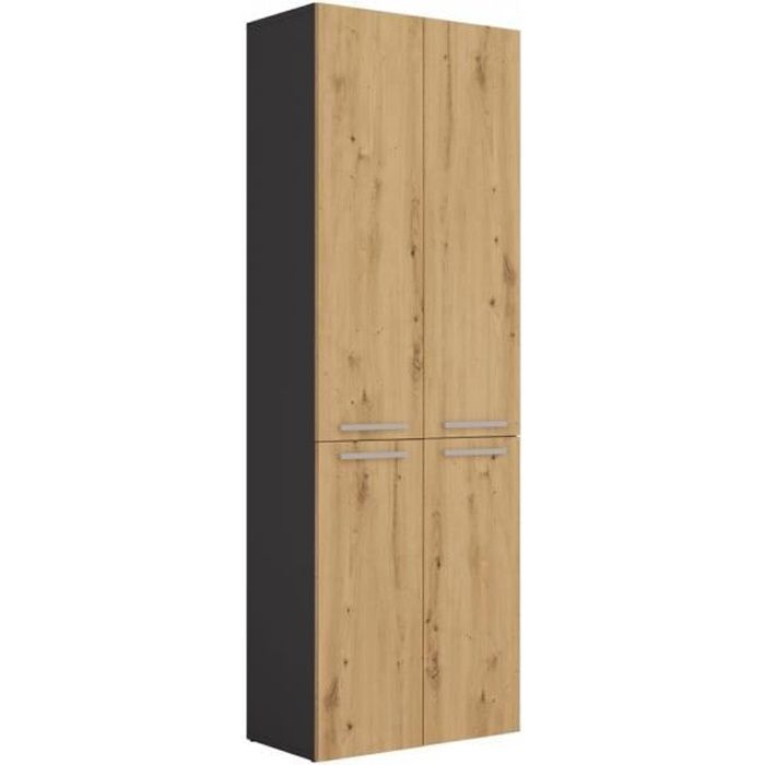 RORY - Armoire de salle de bain avec panier - Dimensions 174x60x30 - Meuble de rangement salle de bain espace buanderie