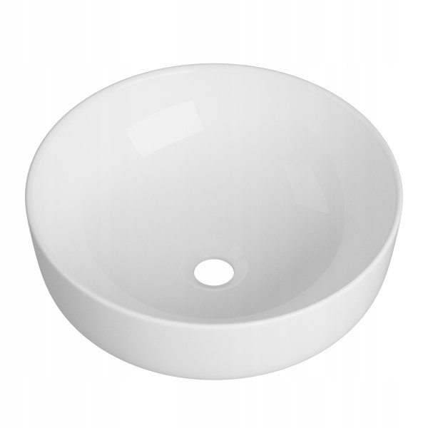 Umywalka nablatowa okrągła biała ceramiczna Teo stawiana