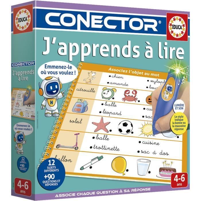 Conector I Lær at læse - Pædagogisk spil - EDUCA - 90 spørgsmål, 12 temaer, bogformat - Fra 4 år