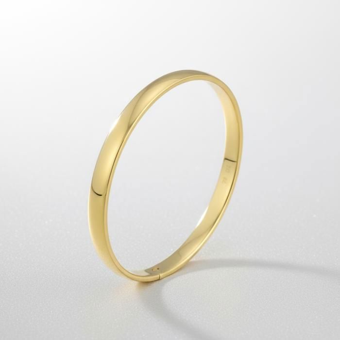 Pulsera - Mujer - Brazalete - Redonda - Lisa - Chapada en oro amarillo de 18k - 3 micras - 66 mm