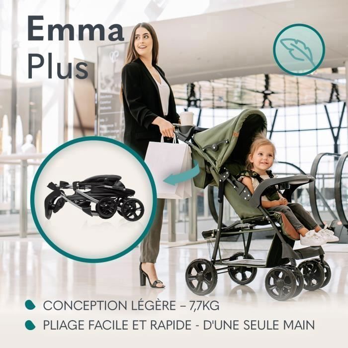 LIONELO Emma Lightweight Stroller - Quick Fold - 6-36 Months - Bag Included - Large Basket - Pink