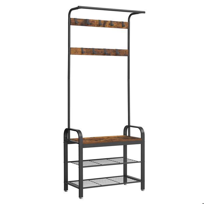 Appendiabiti - VASAGLE - Mobile da ingresso con ganci rimovibili - Design industriale - Marrone vintage