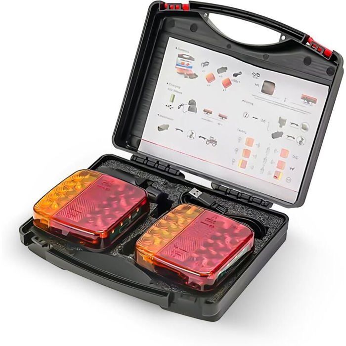 Kit de 2 luces LED magnéticas inalámbricas, iluminación para remolques - Luz trasera LED magnética, luz trasera para camión y remolque