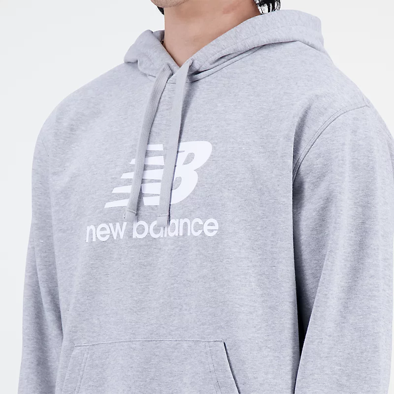 Moletom com capuz Essentials Stacked Logo French Terry masculino - Cinza, Esportivo
