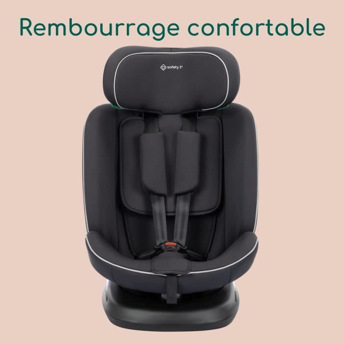 Seggiolino auto SAFETY 1ST Cosmo I-Safe I-Size, da 0 a 12 anni, 40 - 150 cm, con cintura di sicurezza, facile installazione, rotazione a 360°, nero.