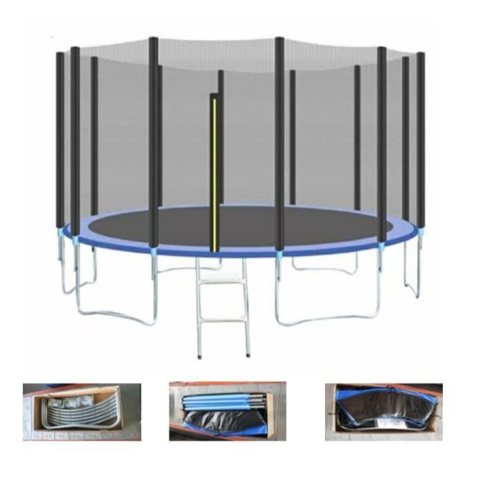 Trampoline - TEENO - 260 cm - Blue - With safety net - Ladder included