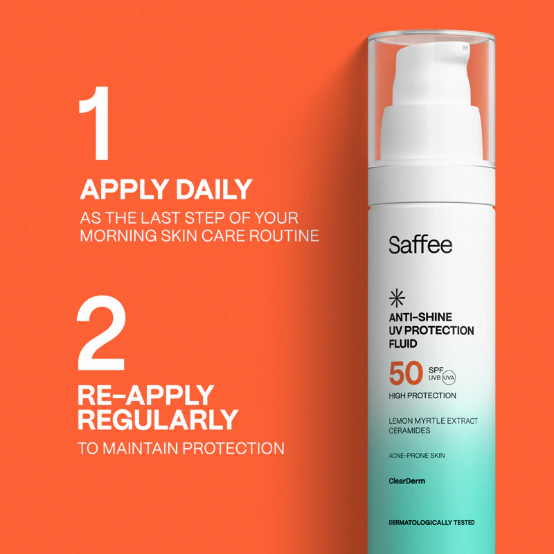 Saffee ClearDerm Anti-shine UV Protection Fluid SPF 50 voor een vette, acnegevoelige huid