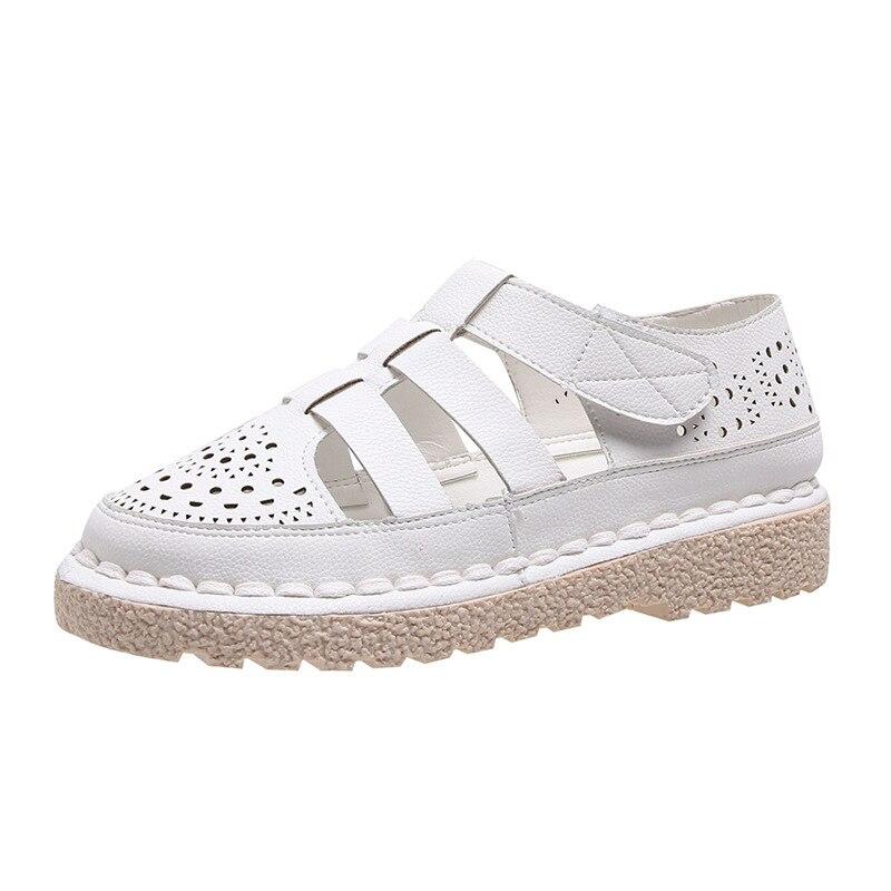 Sandales de sport pour femmes, été, antidérapantes, semelle épaisse, style romain, respirantes, chaussures décontractées, sandales plates en cuir véritable pour femmes