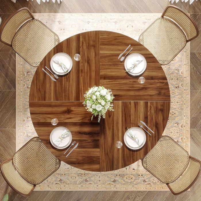 Tribesigns ronde eettafel voor 4 personen - 120 x 120 x 75 cm - met metalen poten - ronde keukentafel - bruin