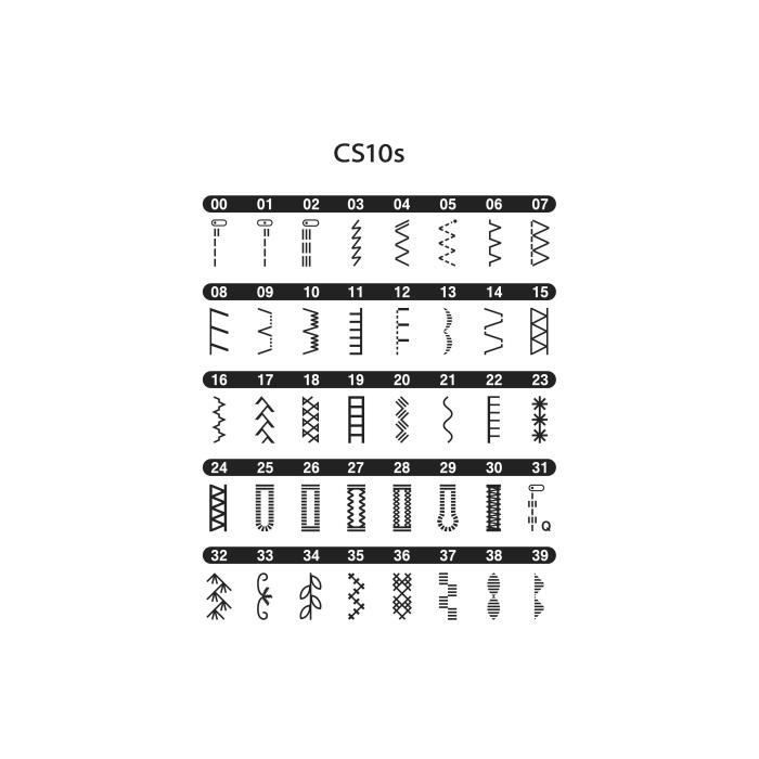 BROTHER - CS10s - Máquina de coser electrónica - 40 patrones de puntada - Sistema de enhebrado de aguja - Pantalla LCD - Blanca