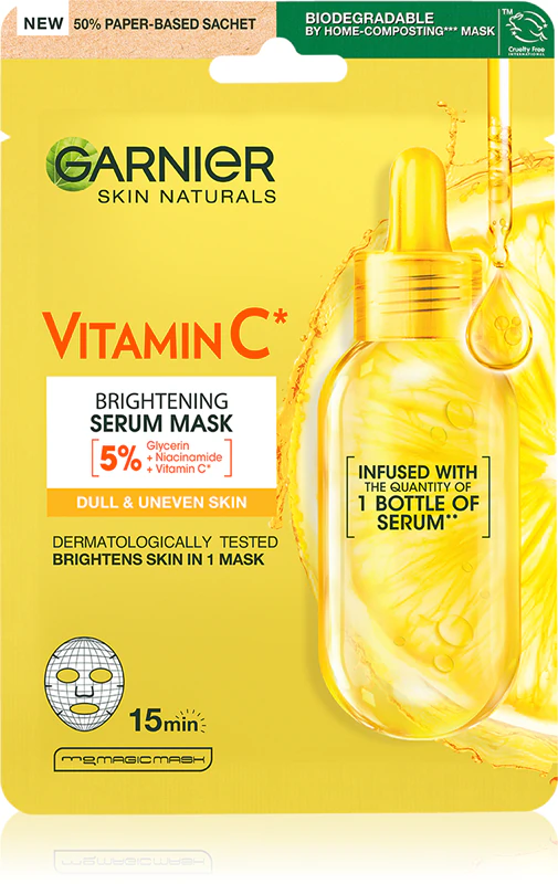 Rozjasňujúca a hydratačná pleťová maska Garnier Skin Naturals Vitamin C s vitamínom C