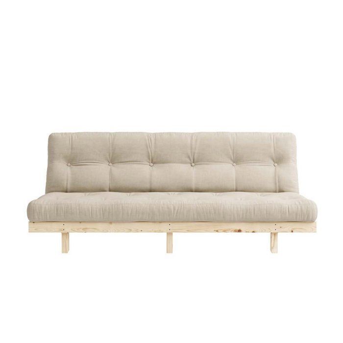 Sofá-cama futon conversível LEAN em madeira de pinho bege, 130x200 cm