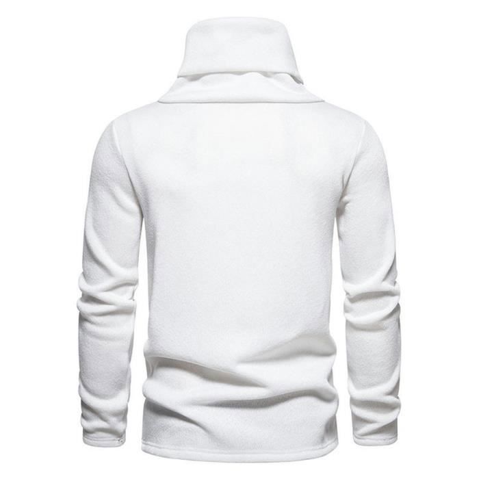 Maglione da uomo a collo scialle lavorato a maglia, vestibilità slim, pullover casual autunno/inverno, tinta unita, tessuto confortevole - Taglia UE - Bianco