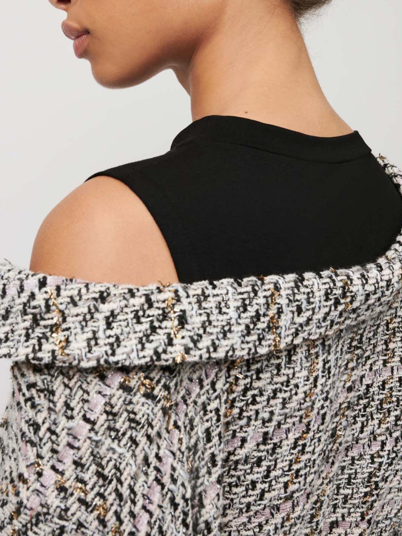 Overhemdjurk in tweed-stijl met trompe-l'oeil effect - Lichtroze