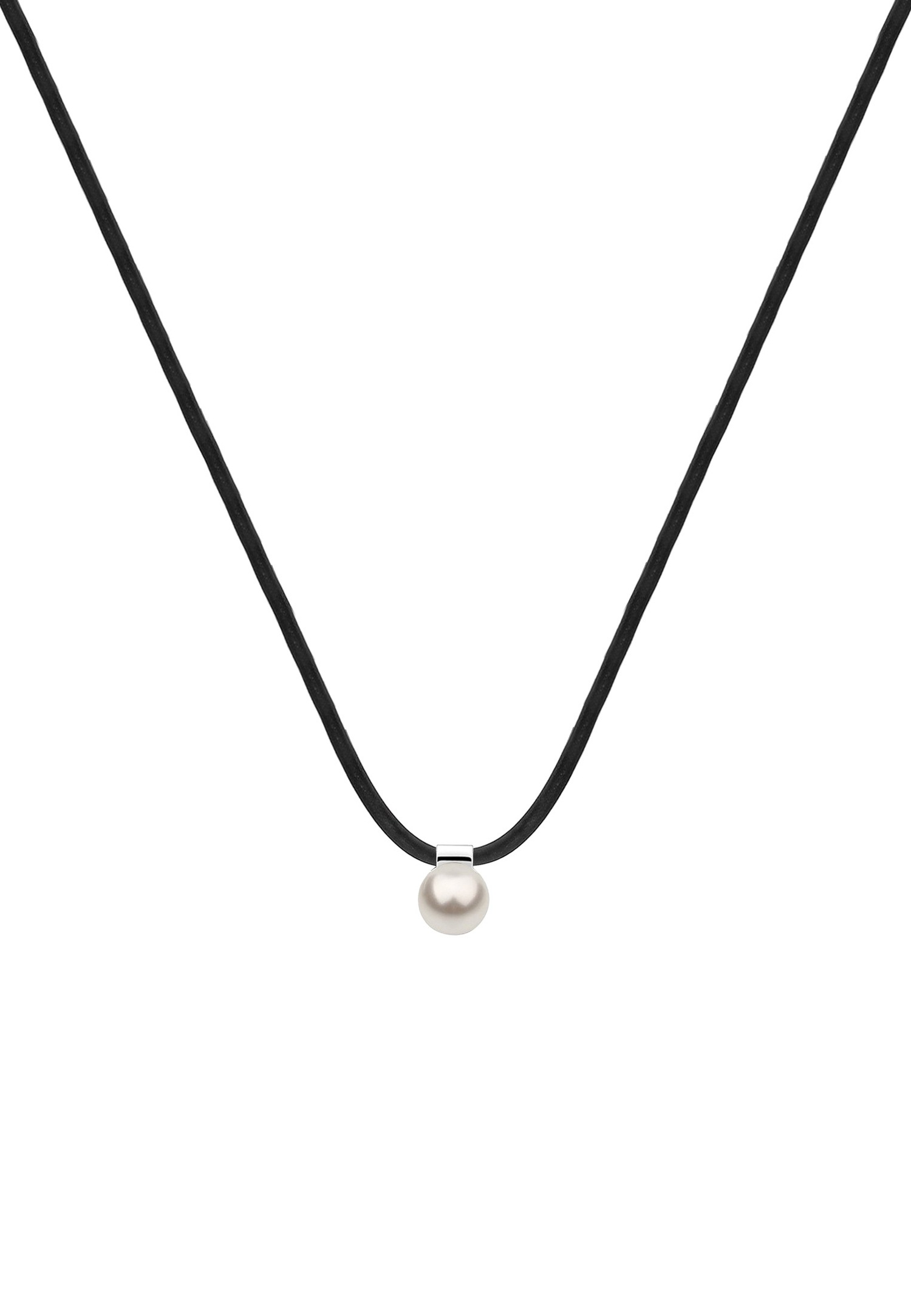 Nenalina en noir et pendentif avec une perle synthétique blanche de 12 mm Filigrane moderne intemporel