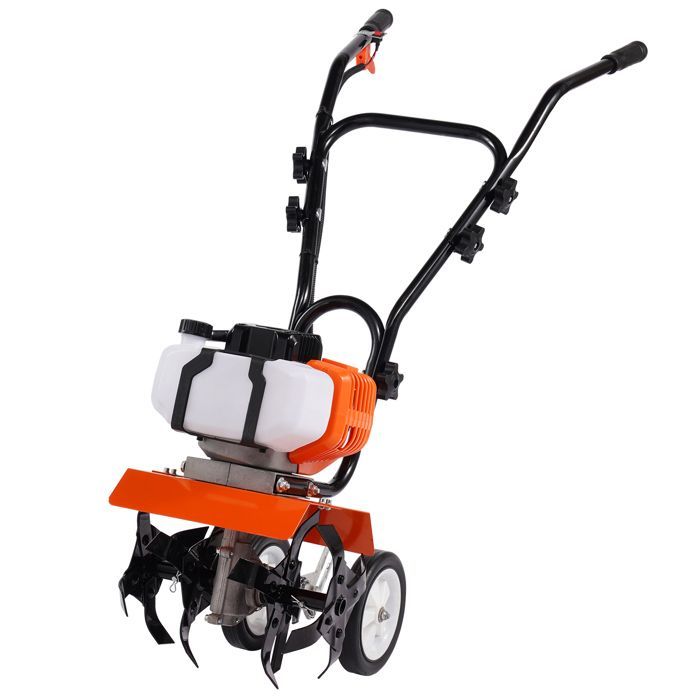 Motoculteur à Essence 2 Temps-Duoku-4 Dents Réglables en Acier-Pour la Culture du Sol de la Pelouse du Jardin et Des Champs