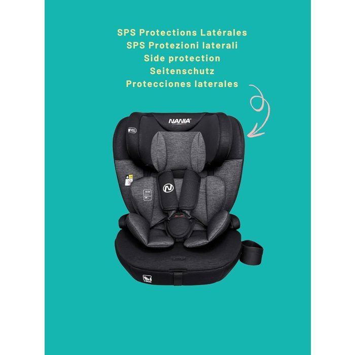 Siège auto isofix - NANIA - MILANO - Groupe 1/2/3 - I-size - Avec réducteur - Noir
