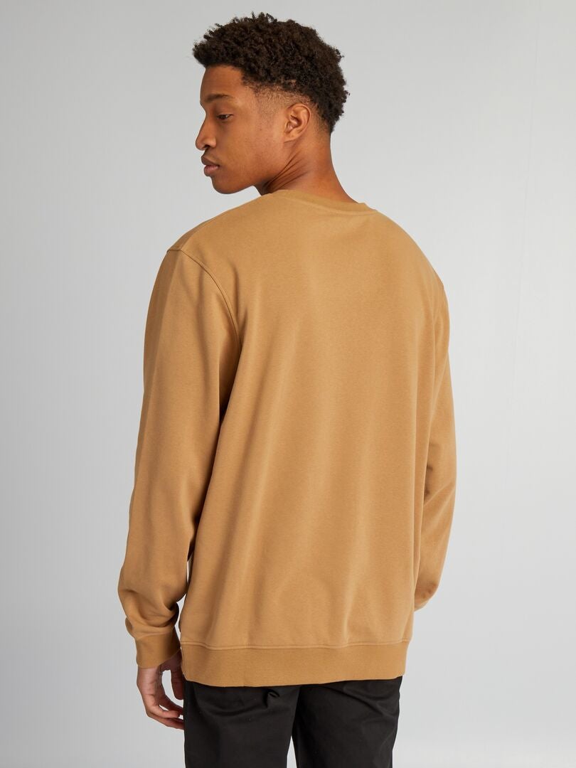 Effen ronde hals sweatshirt +190 cm - BEIGE