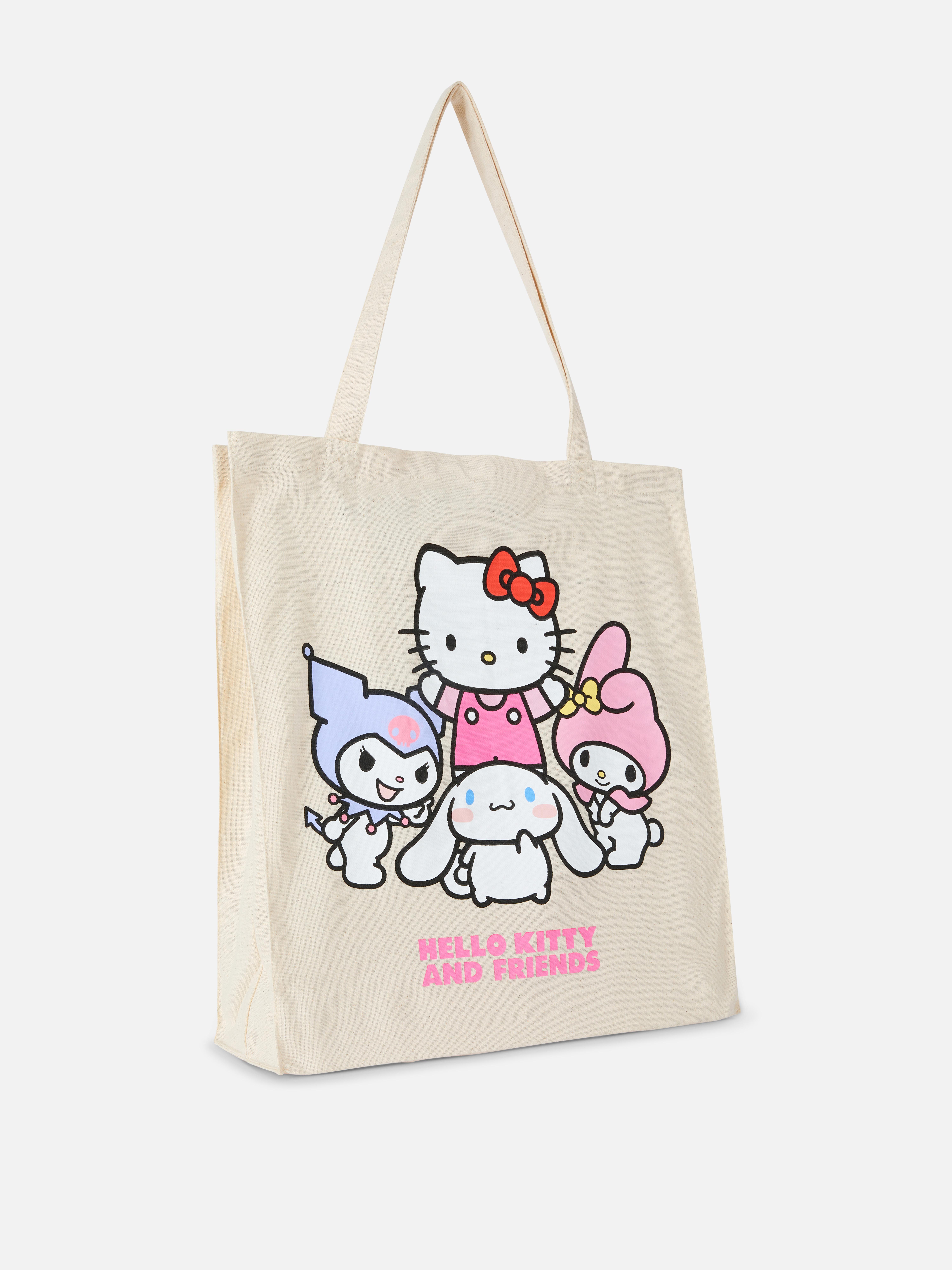 Geantă tote Hello Kitty și prietenii O geantă din pânză cu Hello Kitty, Melodia mea, Kuromi și Cinnamoroll