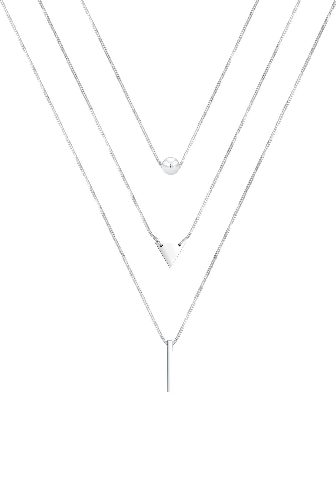 Elli Femmes Couches Géo Boule Triangle Rectangle Filigrane en Argent Sterling 925