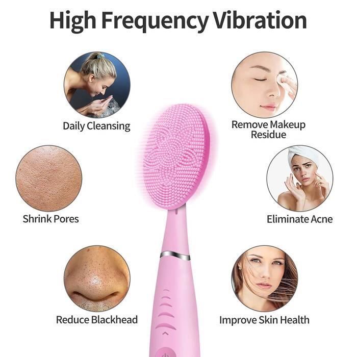 Brosse Nettoyante Visage Électrique Portable Brosse Visage Rechargeable Étanche en Silicone pour nettoyage en profondeur Étiquette