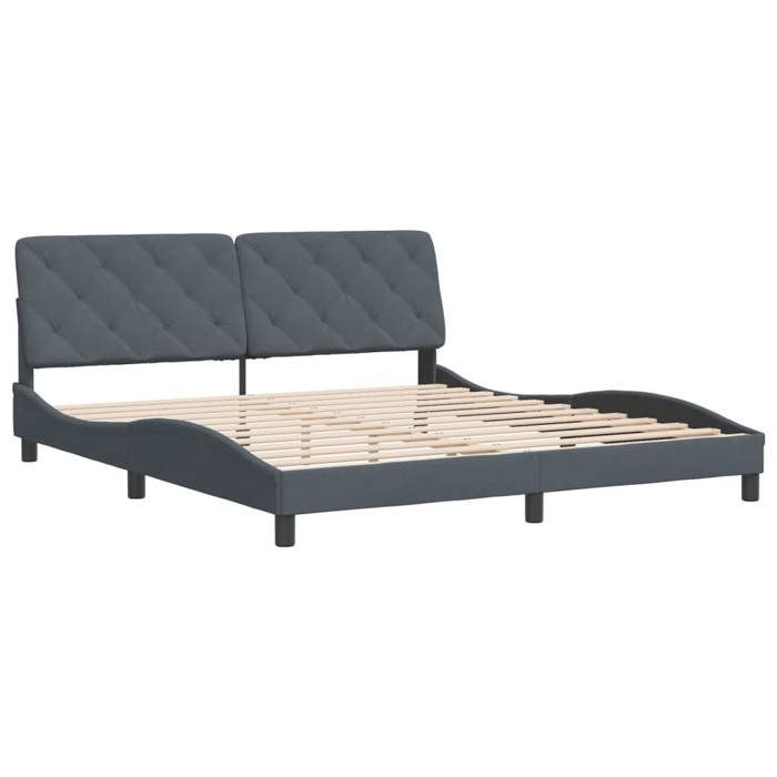 Cama doble CHIC para adultos - 180x200 cm. Estructura de cama gris oscuro de 180x200 cm. Terciopelo #Sara19723