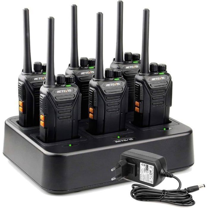 Walkie-talkies profesionales Retevis RT27, walkie-talkies recargables de largo alcance, RMR446 VOX, para seguridad y obras de construcción (6 unidades)