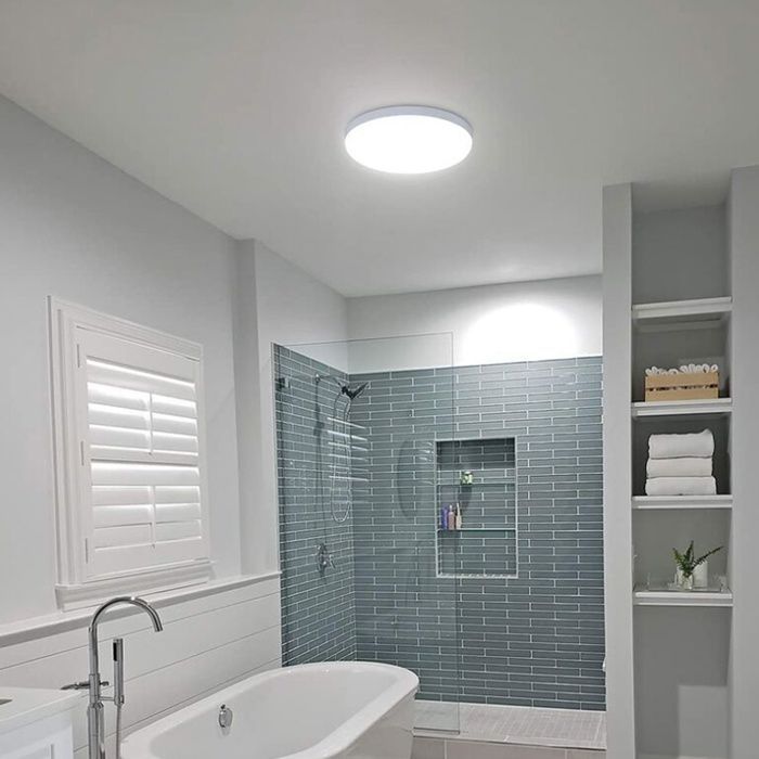 Plafonnier LED rond salle de bain : IP54, 6500K blanc froid, 30W 30cm, pour chambre/cuisine/salon