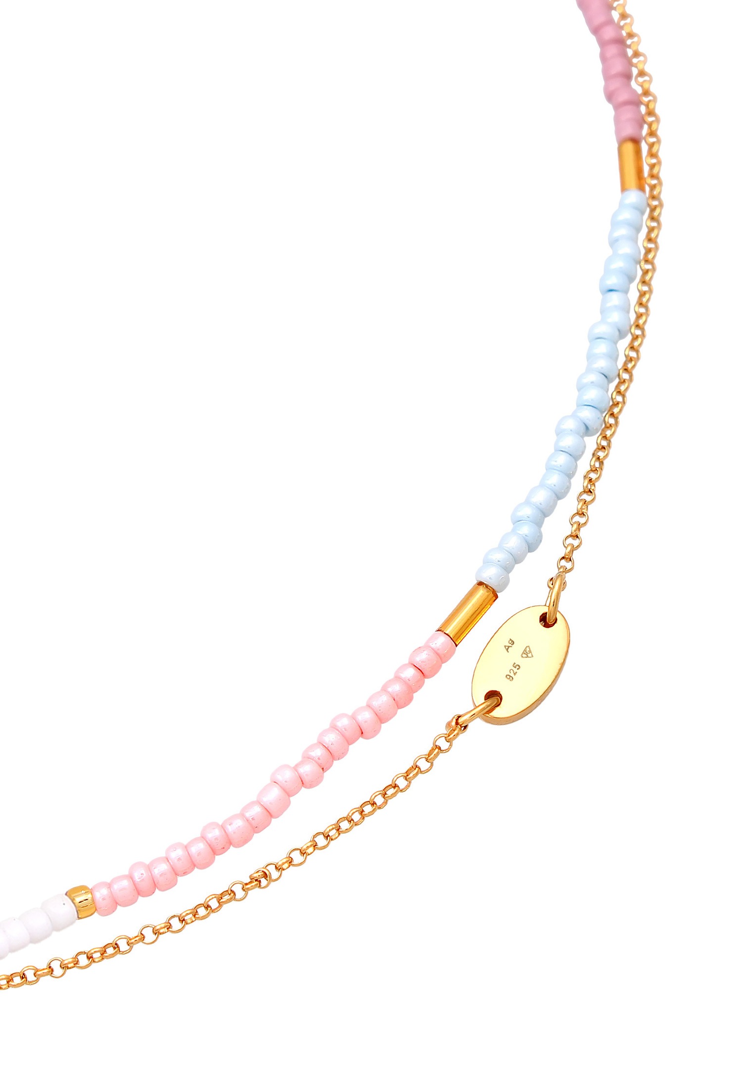 Elli Femmes choker couches perles pastel en argent sterling 925 plaqué or