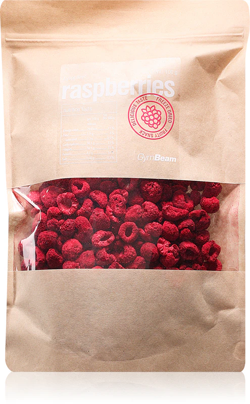 Framboesas liofilizadas GymBeam, frutas liofilizadas