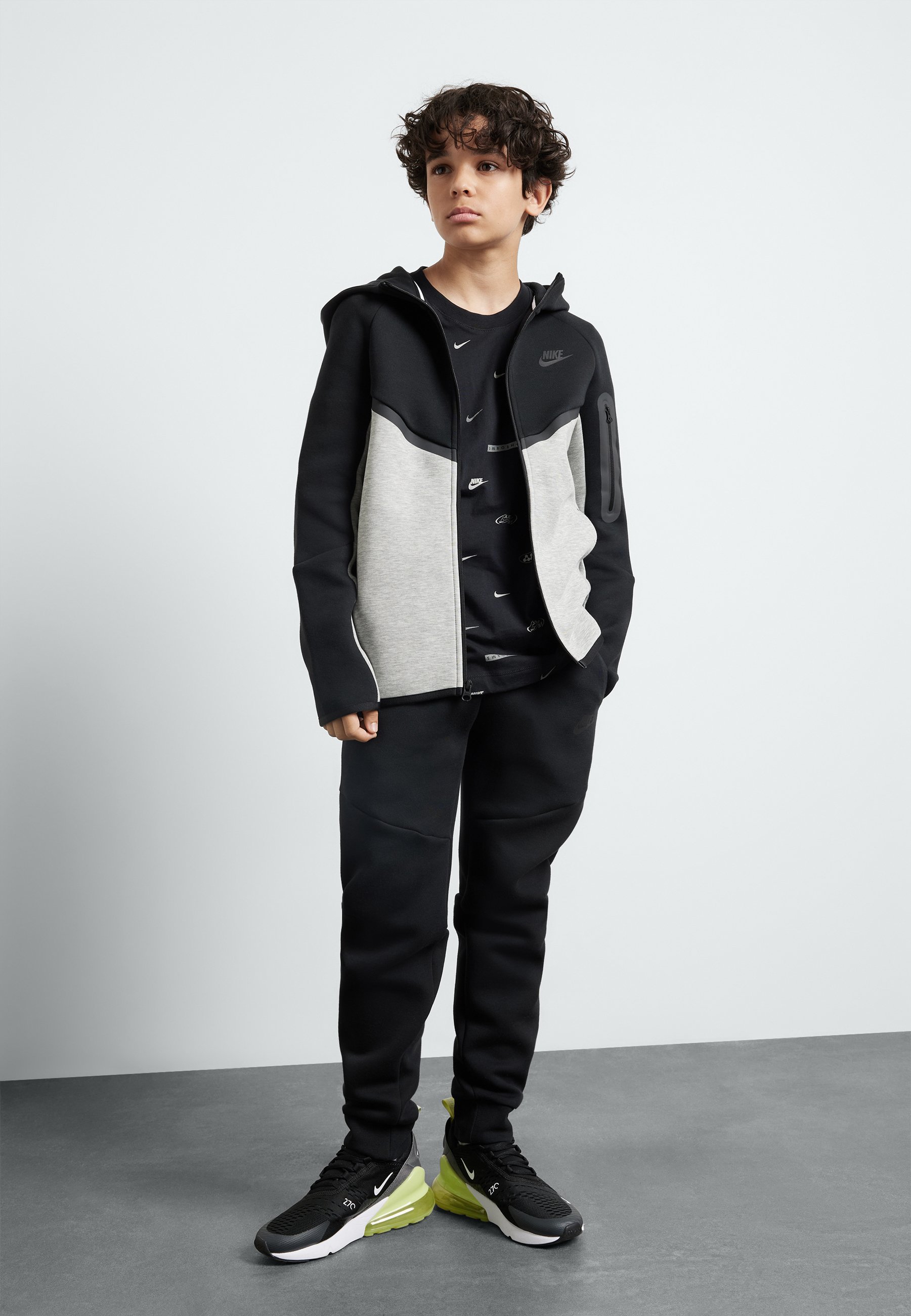 Sweat-shirt zippé Nike Sportswear unisexe - Gris chiné foncé/noir/blanc