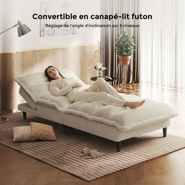 Canapé convertible 3en1, dossier réglable, Canapé lit en velours de lait, confortable et idéal pour les petits espace