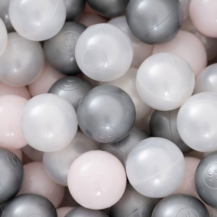 MISIOO Bunte Plastikbälle für Babys und Kinder, 6 cm, 300 Stück: Rosa/Silber/Perlweiß