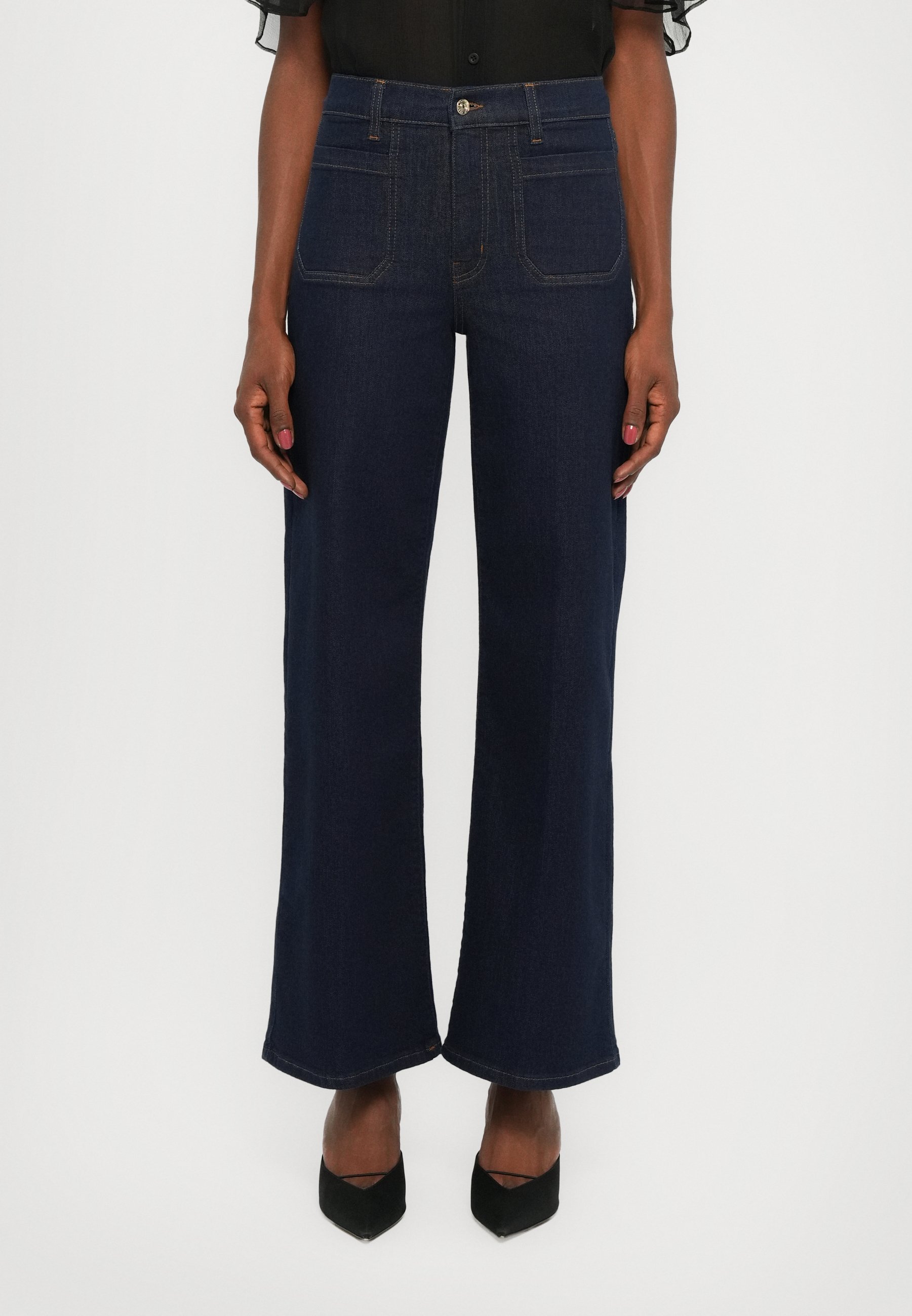 FRAME LE SLIM PALAZZO MODERNIST POCKET - Jeans a zampa - risciacquare