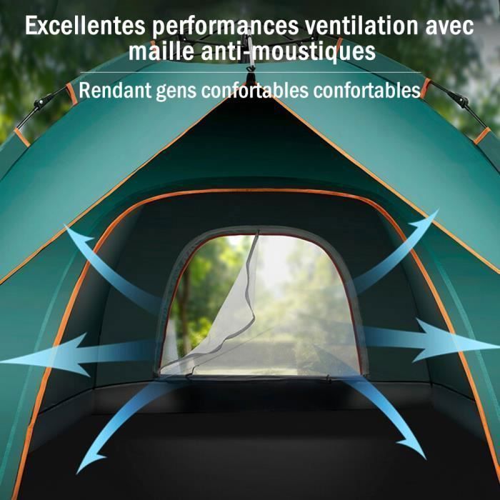 Tente de camping - 2/3 places - Vert - Montage automatique - Alpinisme