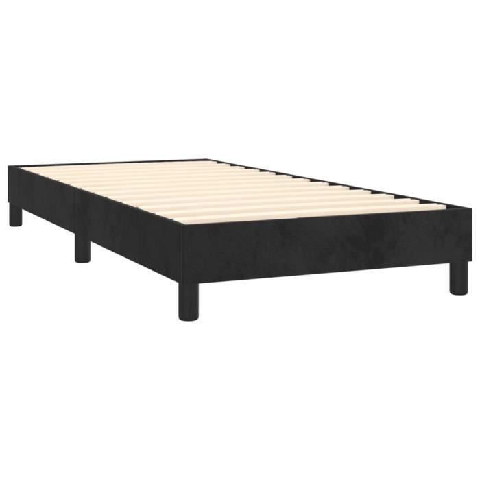 Base de cama - AKOZON - 90x190 cm - Terciopelo negro - Individual - Patas incluidas