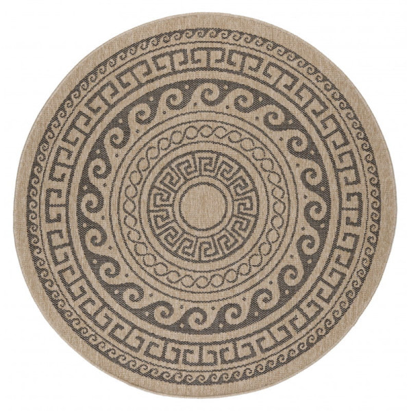 Dywan sznurkowy Comilla ornament beż-antracyt 120 x 120 koło